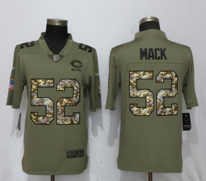 2018 Men New Nike Chicago Bears #52 Mack OliveCamo Carson Salute to Service Limited Jersey->kansas city chiefs->NFL Jersey